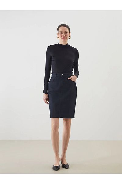 LC Waikiki Lcwaikiki Classic Navy Blue Slim Fit Mini Jean Skirt