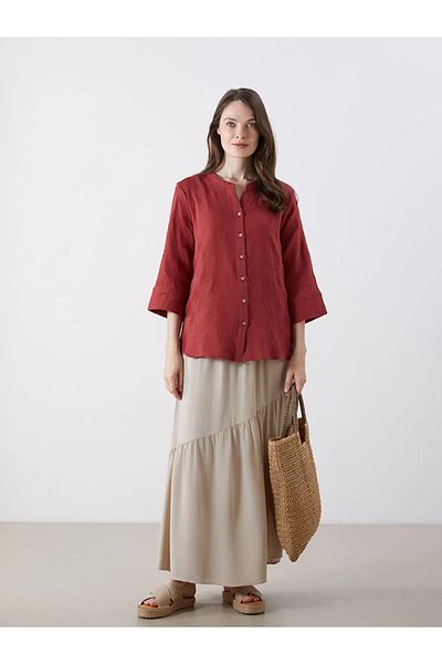 LC Waikiki LCW Grace Beige Πλισέ φούστα με ελαστική μέση