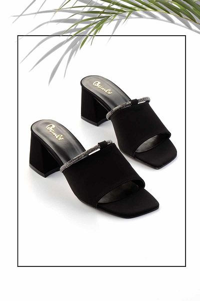 Bambi Black Platinum Stone Women's Slipper K04233007504