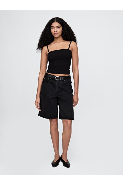 GAP Kadın Siyah CloseKnit Crop Üst
