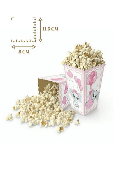Mielibon 8-Piece Pink Elephant Themed Corn Box Popcorn Box Party Set