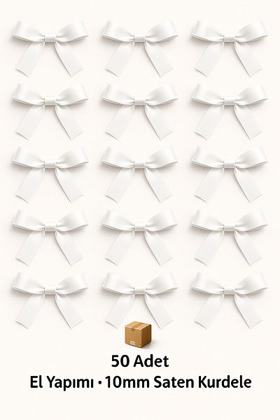 edalle White Wedding Candy, Gift Ornament, Balloon Ornament, Bow Satin Ribbon 10mm 50 Pieces