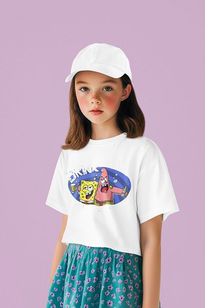 SEVBANO Tricou unisex pentru copii cu desene animate Spongebob și Patrick (vârsta 1-12)