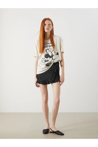LC Waikiki Xside Black Elastic Waist Polka Dot Shorts Skirt