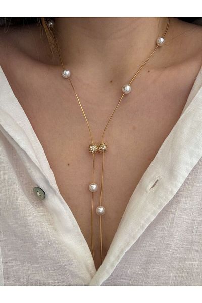 CHARMLUCKY Pearl Y Necklace
