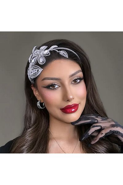 Store Luxury Crystal Stone Bridal Crown – Leaf Motif Princess Model