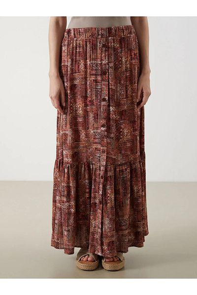 LC Waikiki LCW Grace Red Fusta A-Line cu talie elastică florală