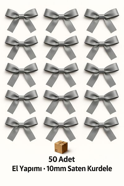 edalle Gray Wedding Candy, Gift Ornament, Balloon Ornament, Bow Satin Ribbon 10mm 50 Pieces