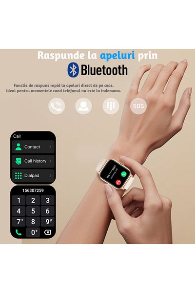 Lommad ® Men's Smartwatch 1.85” Full HD, Bluetooth, Health, Sleep, Water Resistant, Blue