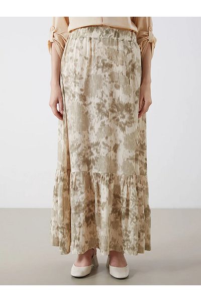 LC Waikiki LCW Grace Beige Πλισέ φούστα με ελαστική μέση