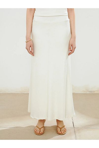 LC Waikiki Soulife Ecru Textured Skirt with Elastic Waist