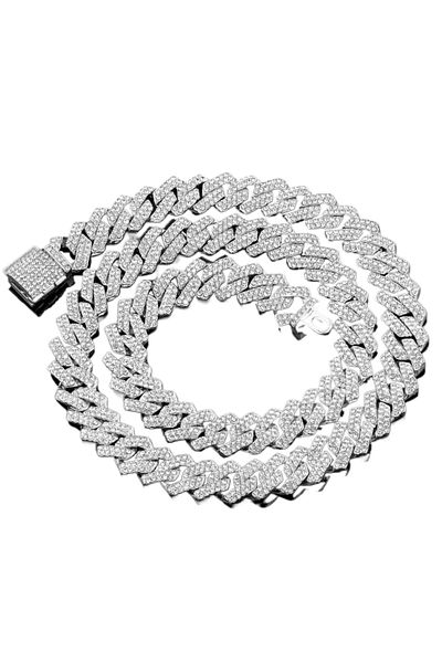 THO Colier Cuban Billionaire Silver Iced Out , Material Inod , Model Unisex, Lungime 50 Cm