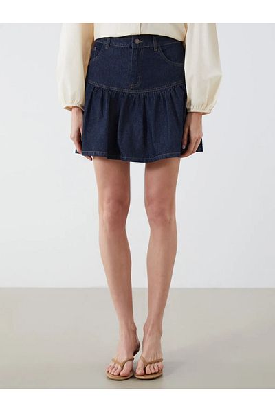 LC Waikiki Lcw Vision Indigo Standard Fit Ruffle Mini Jean Skirt