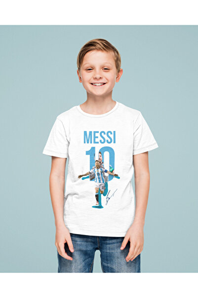 SEVBANO Παιδικό μπλουζάκι Messi 10 με στάμπα Unisex Footballer (Ηλικία 1-12)