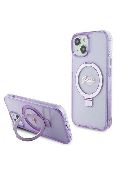 Guess Case Ring Stand Glitter Magsafe Iphone 15 Purple