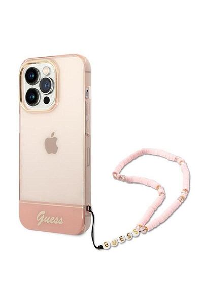 Guess Case Tpu Camera Outline Translucent Strap Iphone 14 Pro Pink