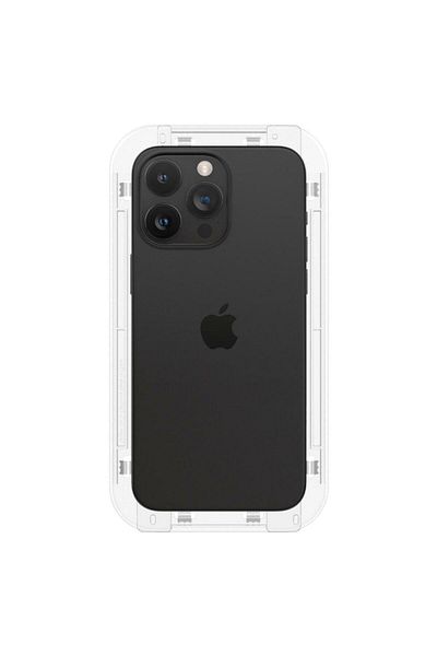 Spigen Glass Tr Ez Fit Screen Protector for iPhone 15 Pro Max, Set of 2, Mounting Kit, Black
