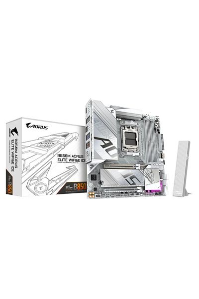Gigabyte Placa de baza GIGABYTE B850M AORUS ELITE WIFI6E ICE, AMD B850, AM5, DDR5, ATX