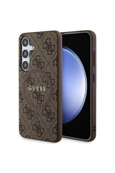 Guess Case 4g Leather Metal Logo Magsafe Samsung Galaxy S24 Brown