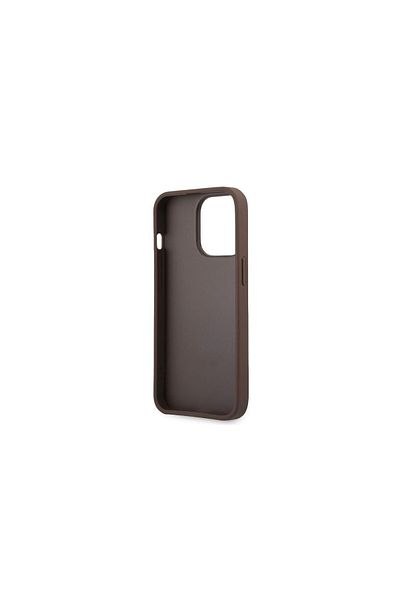 Guess Case Iphone 14 Pro Leather 4g Metal Logo Brown