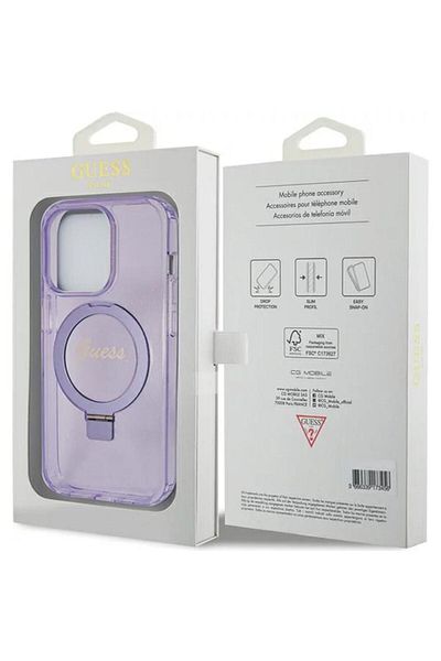 Guess Guess Husa Ring Stand Glitter MagSafe iPhone 15 Pro Max Mov