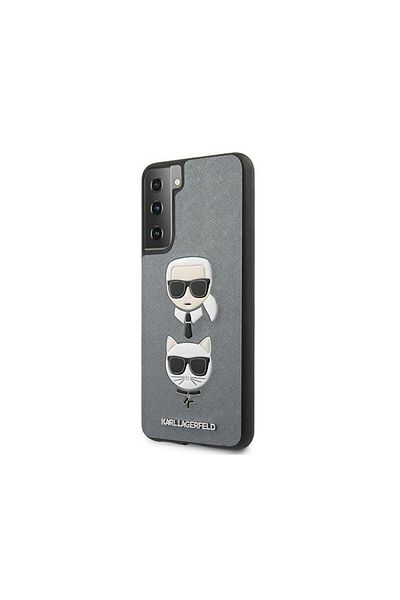 Karl Lagerfeld Case Samsung Galaxy S21 Plus G996 Saffiano Ikonik Karl&choupette Head Silver