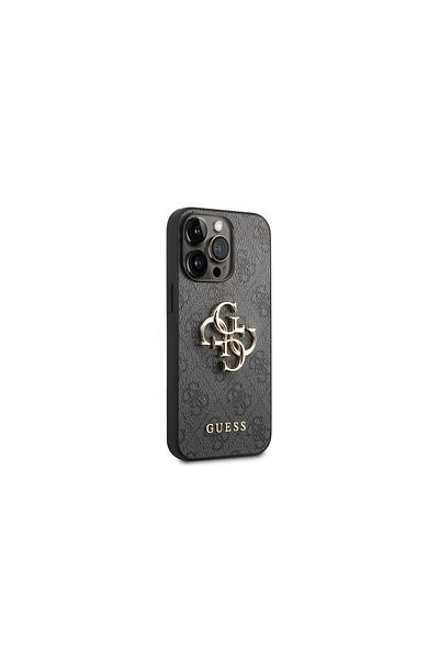 Guess Case Iphone 14 Pro Leather 4g Metal Logo Grey