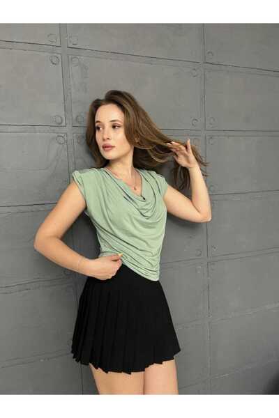 Butik Merrline Women's Padded Degaje Sandy Fabric Blouse