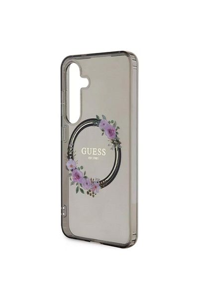 Guess Flowers Wreath MagSafe Samsung Galaxy S24 Case Black