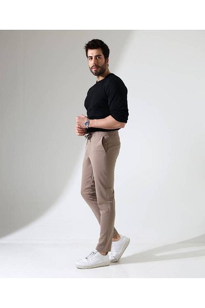 Benim Denim Men's Full Elastic Waist Mink Looser Jogger Knitted Casual Pants