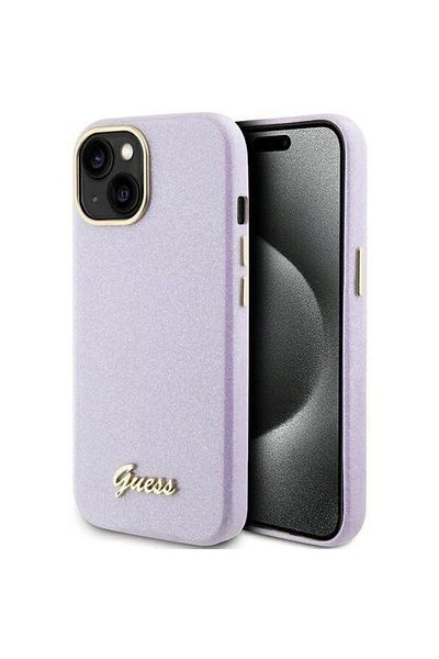 Guess Glitter Case Full Wrapped Iphone 15 Lilac