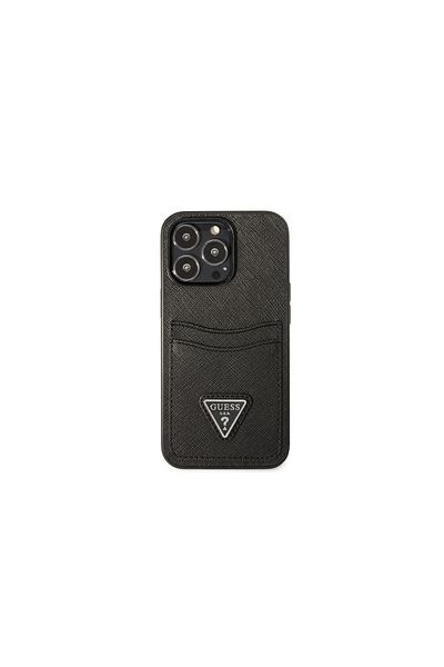 Guess Iphone 13 Pro Max Saffiano Double Card Case Black