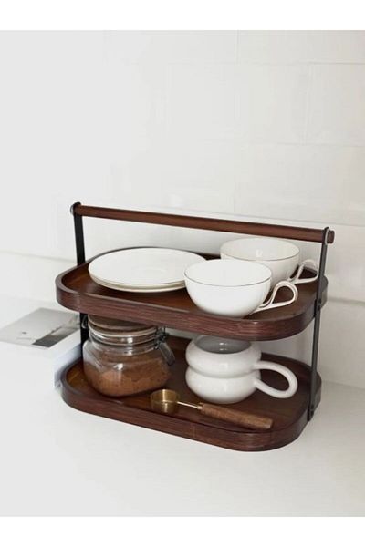 SuoHome Duoloft 2 Tier Acacia Stand / Presentation Stand / Multi-Purpose Organizer