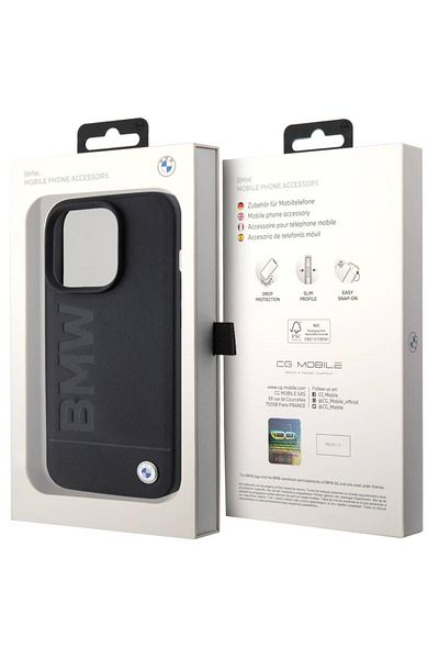 BMW Husa MagSafe Leather Hot Stamp iPhone 15 Pro Black