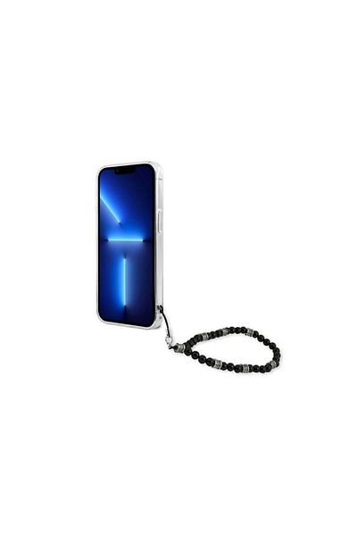 Guess Husa iPhone 13 Pro Script & Black Pearls Transparent