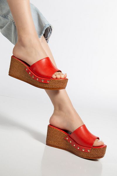 Elile Shoes Genuine Leather Padded Heel Slippers