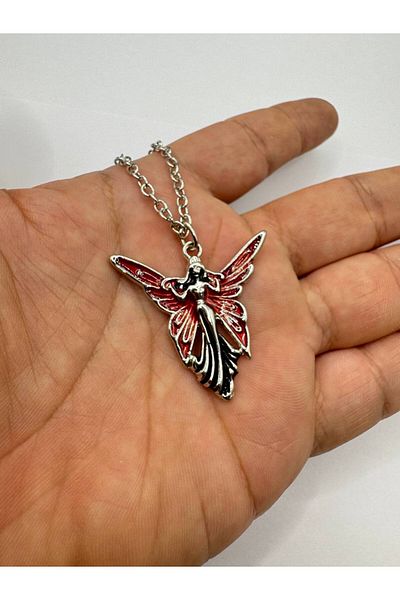 Herşey Nota Unisex Necklace with Red Fairy Figure – Fantastic and Magical Design with 60 cm Chain