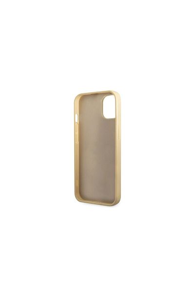 Guess Husa iPhone 14 Plus Glitter TPU Flakes Script Metal Logo Gold