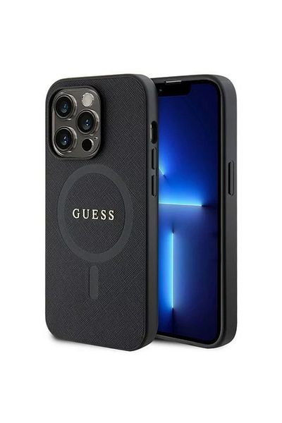 Guess Saffiano Magsafe Iphone 15 Pro Case Black