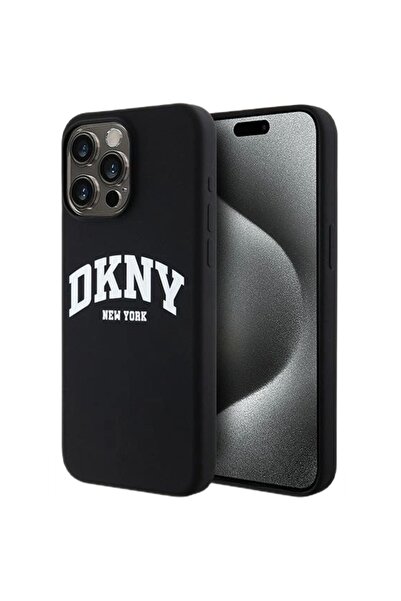 Dkny Husa Liquid Silicone White Cu imprimeu Logo MagSafe iPhone 15 Pro Negru
