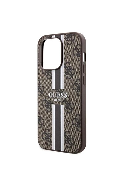 Guess Husa 4G με τύπωμα ρίγες MagSafe για iPhone 15 Pro Maro