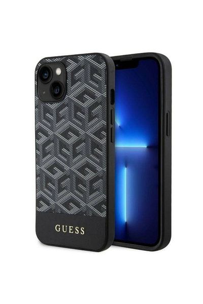 Guess Gcube Stripes Magsafe Iphone 14 Case Black