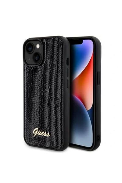 Guess Case Sequin Script Logo Iphone 15 Plus Black