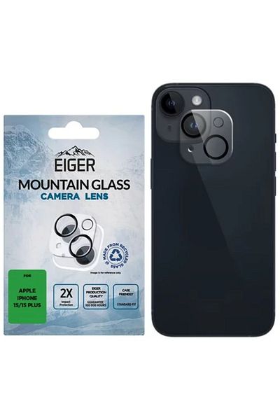 EIGER Folie Sticla Camera 3D Mountain Glass iPhone 15 / 15 Plus Clear