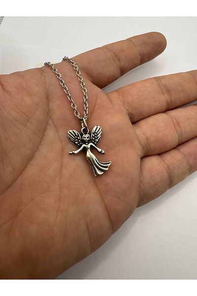 Herşey Nota Unisex Necklace with Minimum Winged Angel Figure – 60 cm Elegant Chain Guardian Jewelry