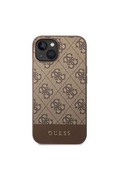 Guess Case 4G Stripe Logo iPhone 14 Brown
