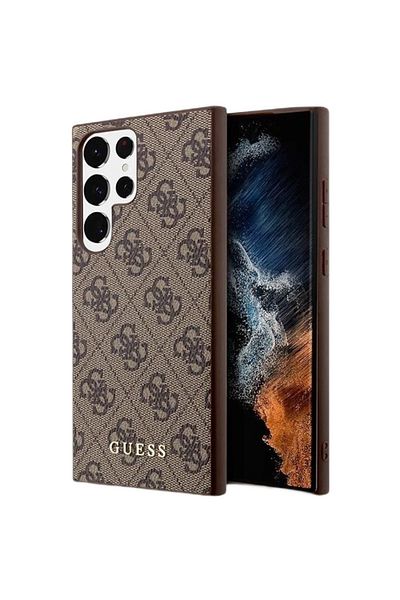 Guess Case 4G Metal Gold Logo Samsung Galaxy S23 Ultra Brown