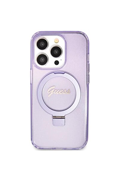 Guess Husa Ring Stand Glitter MagSafe iPhone 15 Pro Mov