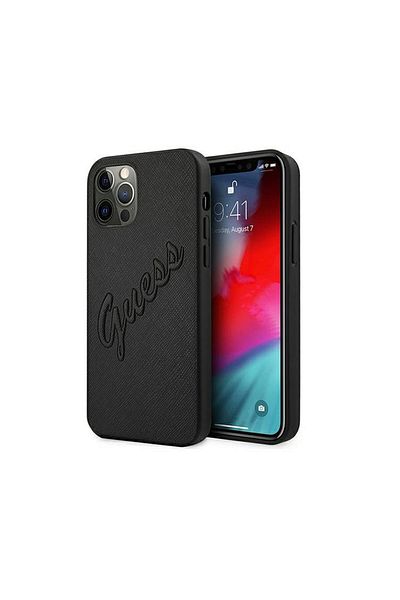 Guess Case Iphone 12 Pro Max Saffiano Vintage Script Black