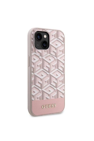 Guess Gcube Stripes Magsafe Iphone 14 Case Pink